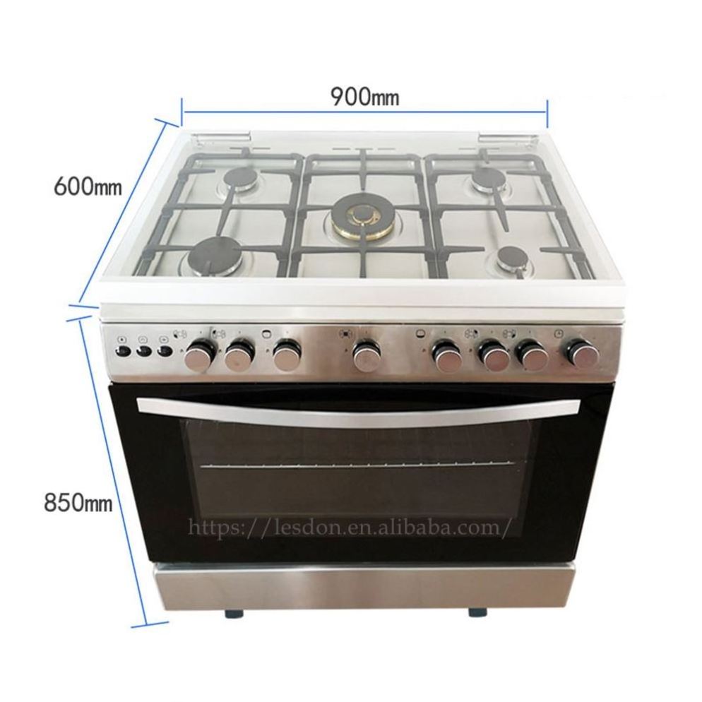 5 Burners rotisserie chicken gas stove with grill and oven