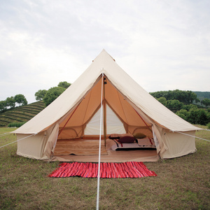 Deluxe fire retardant 5m bell tent cotton canvas outdoor glamping bell tent yurt luxury family camping tent