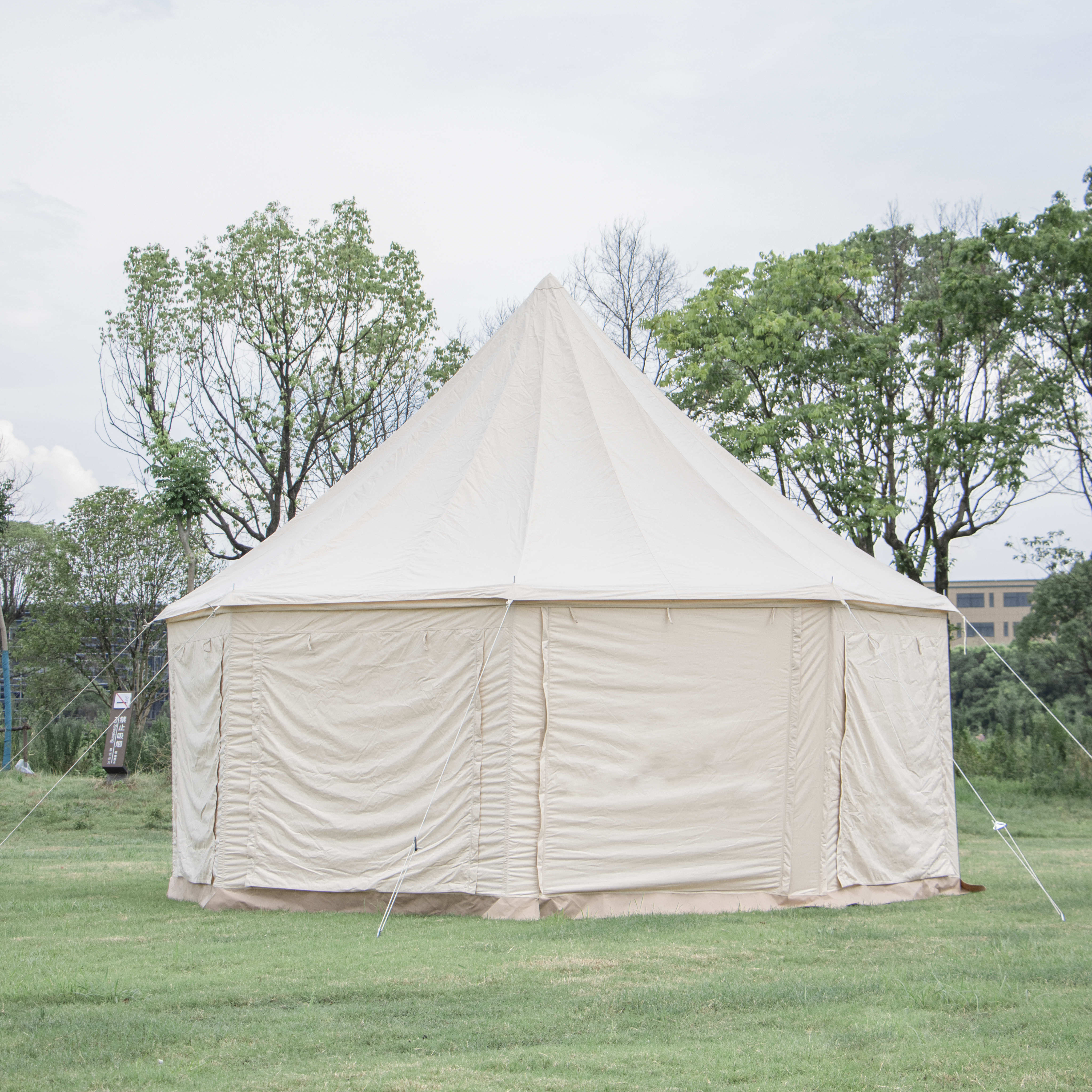 Heavy duty waterproof cotton canvas hexagonal 5x5m large outdoor party tent screen house tent