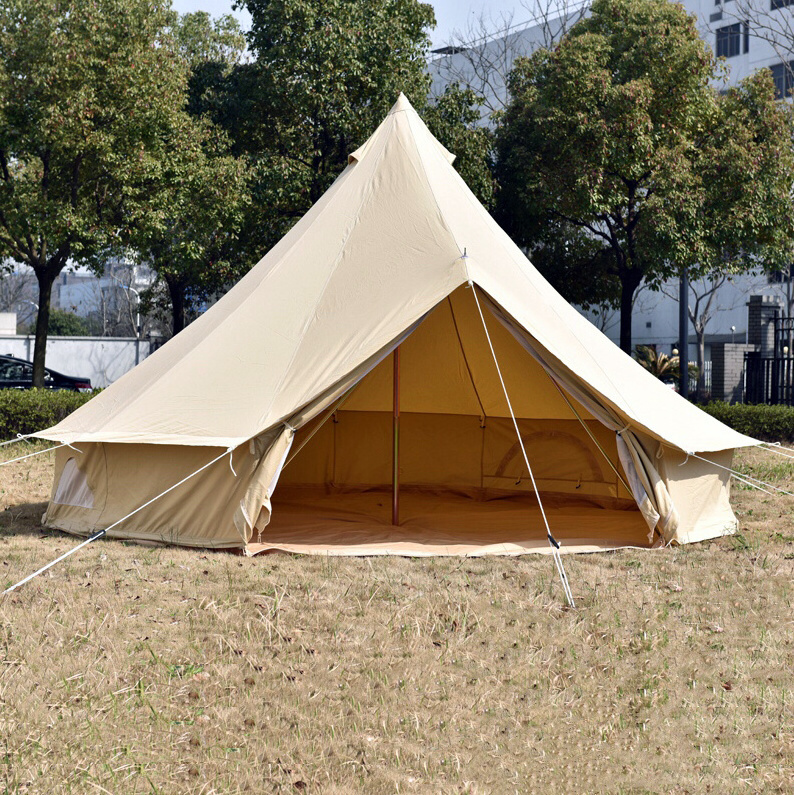 Fire proof heavy duty caravan accessories cotton canvas bell tent camp tents 4-6 person waterproof