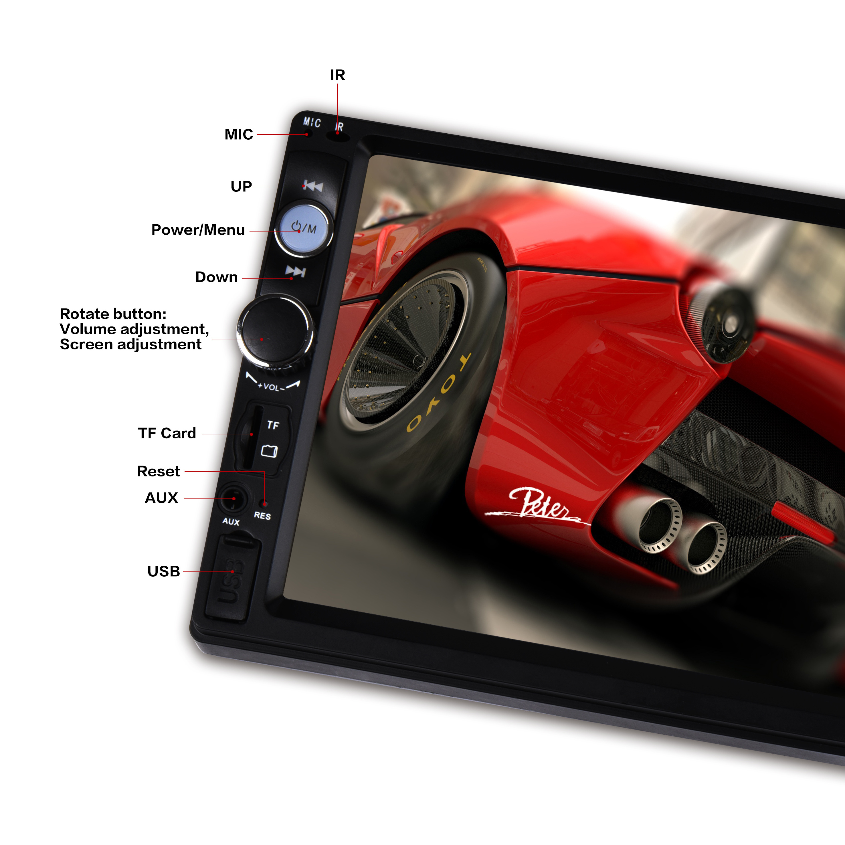 Universal 2 Din 7 Inch Touch Screen Stereo Auto Radio Multimedia Player, Rearview Mirror Link/FM/TF/MP5 Car Audio