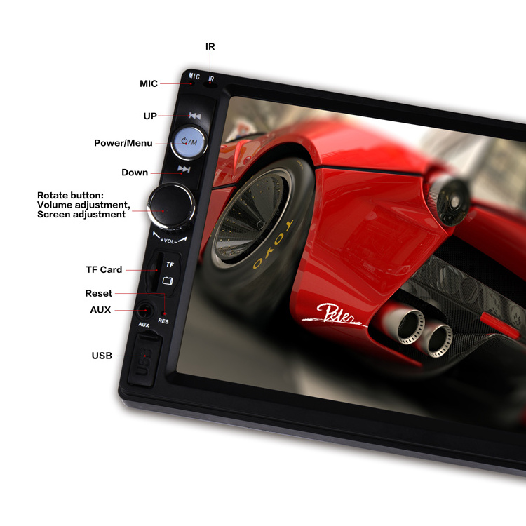 7010b car music player with camera touch screen 2 din radio 7 inch car video