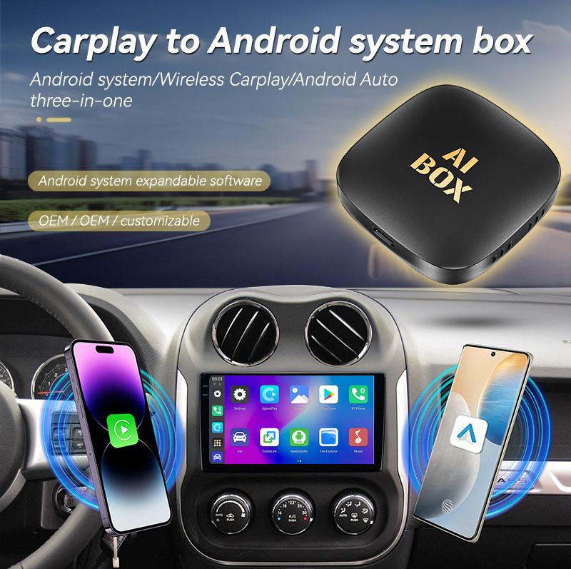 2024 smart wireless carplay android auto adapter android 13 car play ai box with 2gb 16gb