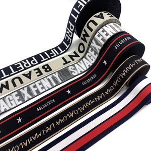 Logo Elastic Band Spandex Polyester Webbing Strap Lettered Jacquard Elastic Band Custom Brand Fashion Nylon Ribbon Nylon Thread