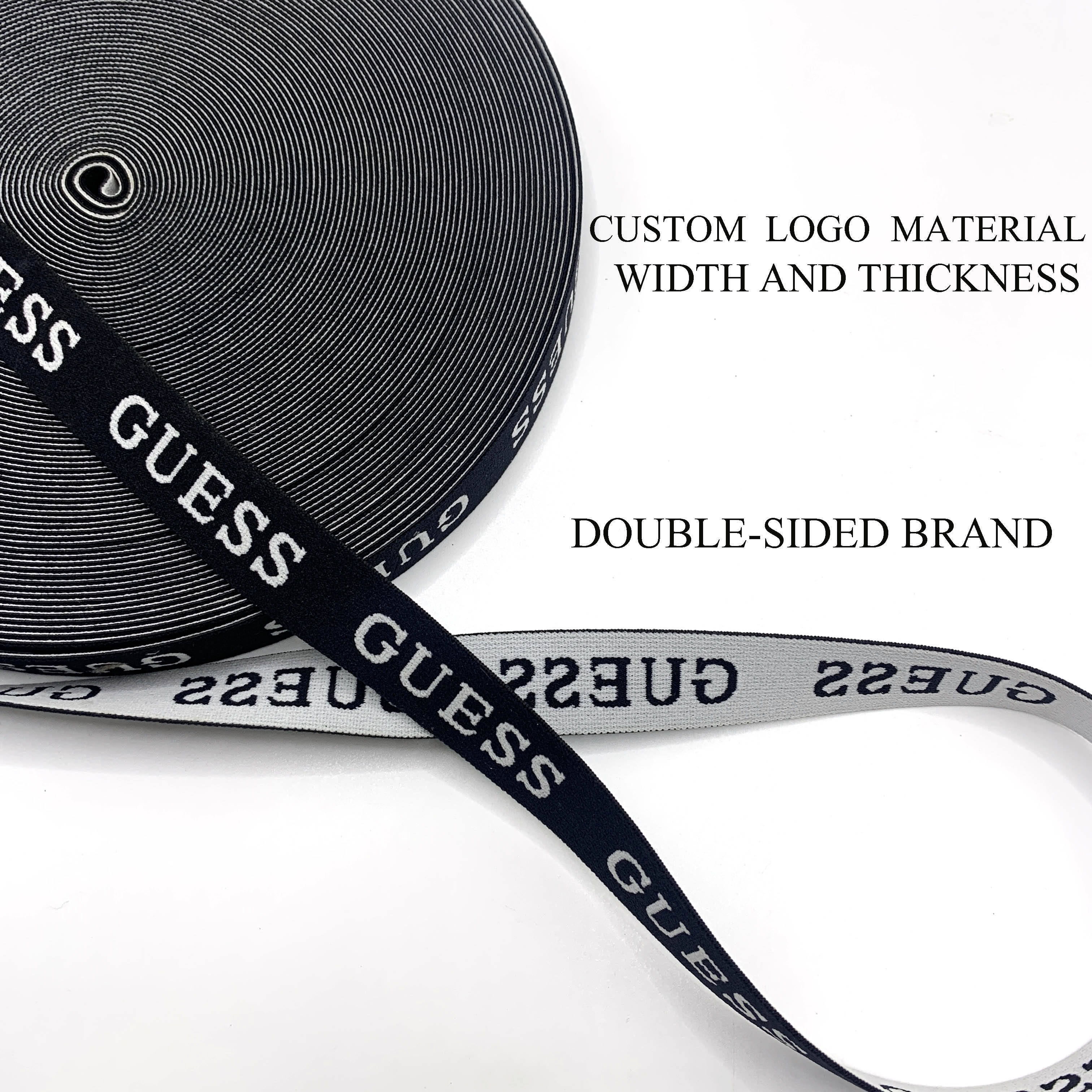 Logo Elastic Band Spandex Polyester Webbing Strap Lettered Jacquard Elastic Band Custom Brand Fashion Nylon Ribbon Nylon Thread