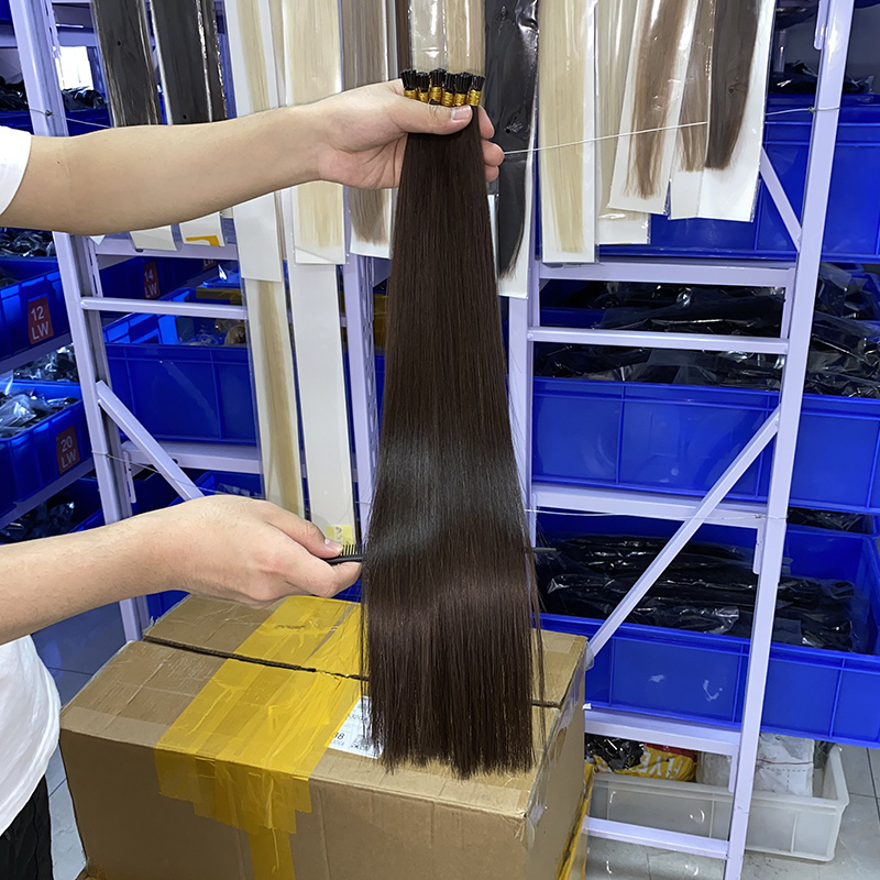 Whole Sale Thick End Keratin Pre Bonded u-Tip i-Tip v Nail Hair Extensions Remy Russian i Tip Hair Extension Human