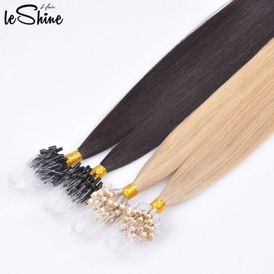 Leshine Micro Ring Human Hair Micro Beads Weft Hair Extensions Remy Micro Loop Links Hair Extensions