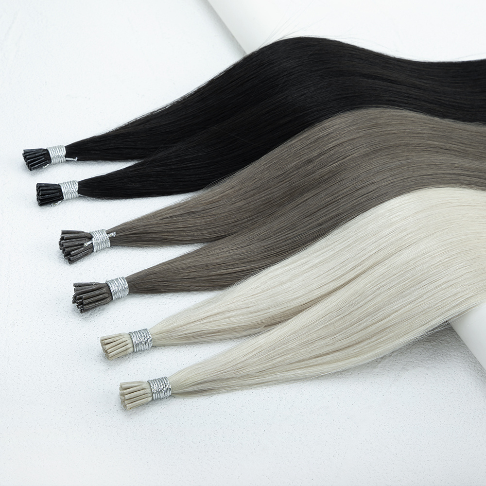 Wholesale Top Quality Unprocessed I-tip Hair Pre-bonded Human Keratin Russian I Tip Hair Extensions