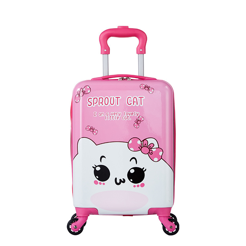 Custom best cheap print cute girl children's carry on suitcases trolley bags for kids