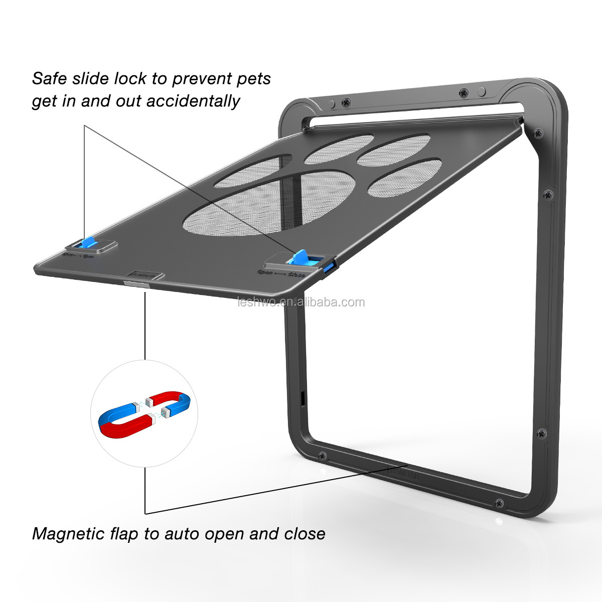 Hot Sale Pet Door Lockable Magnetic Flap Screen Door Automatic Strong for Small Pet Puppy Dog and Cat Door