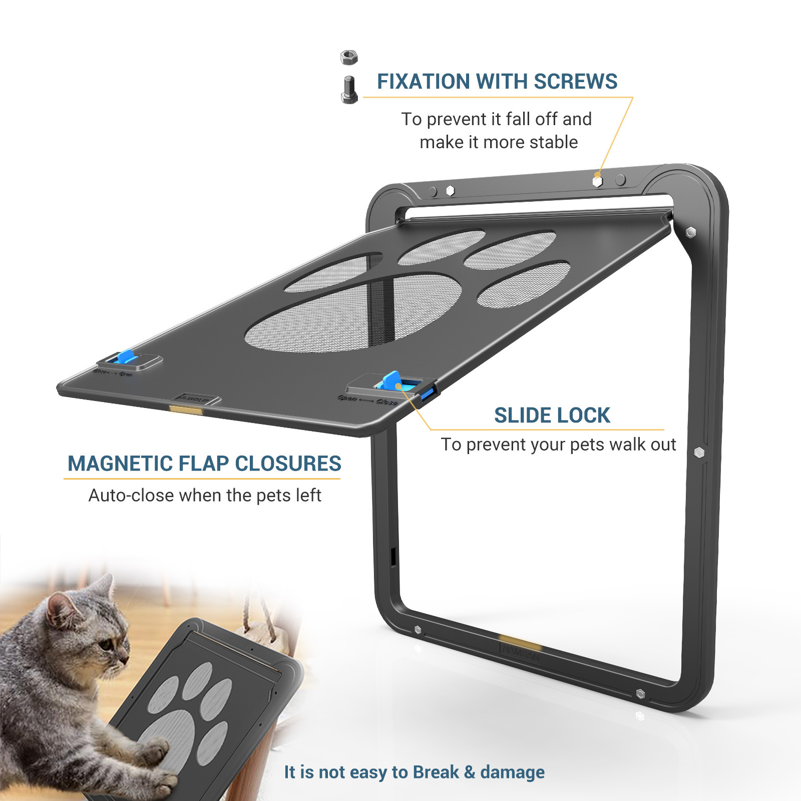 Wholesale Pet Door for Screen Door Lockable Magnetic Flap Screen Automatic Lockable Durable  Door for Puppy Cats