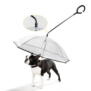 New Design Pet Dog Umbrella with Leash C Shape Handle Transparent Adjustable Angle Umbrella for Pet Raining Days Walking