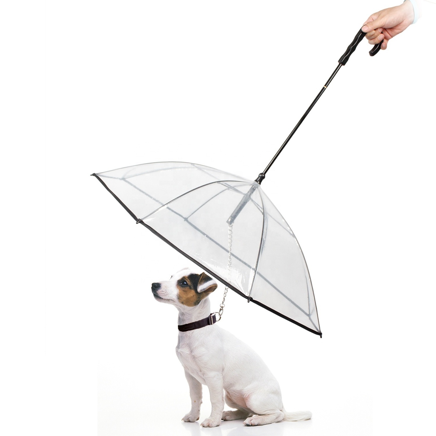 2022 Hot Sale Dog Umbrella Transparent Rainproof Snowproof Umbrellas With Leash For Pets Doggy Adjustable Umbrella