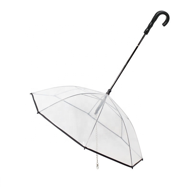 2022 Hot Sale Dog Umbrella Transparent Rainproof Snowproof Umbrellas With Leash For Pets Doggy Adjustable Umbrella