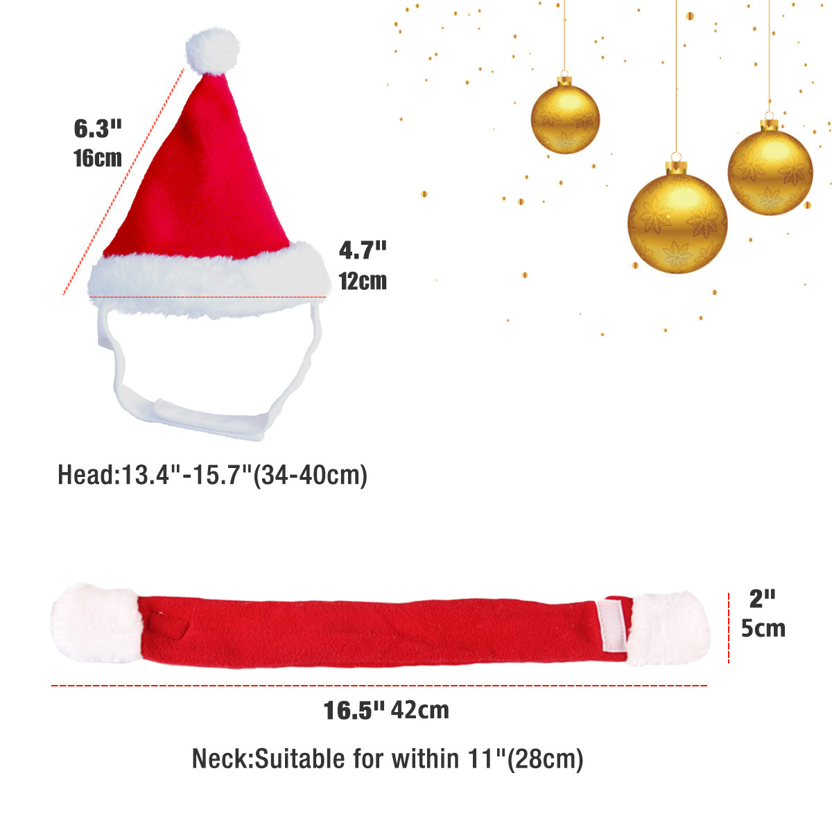 Hot Sale Pet Christmas Costume Dog Cat Winter Scarf Cosplay Santa Hat for Cat