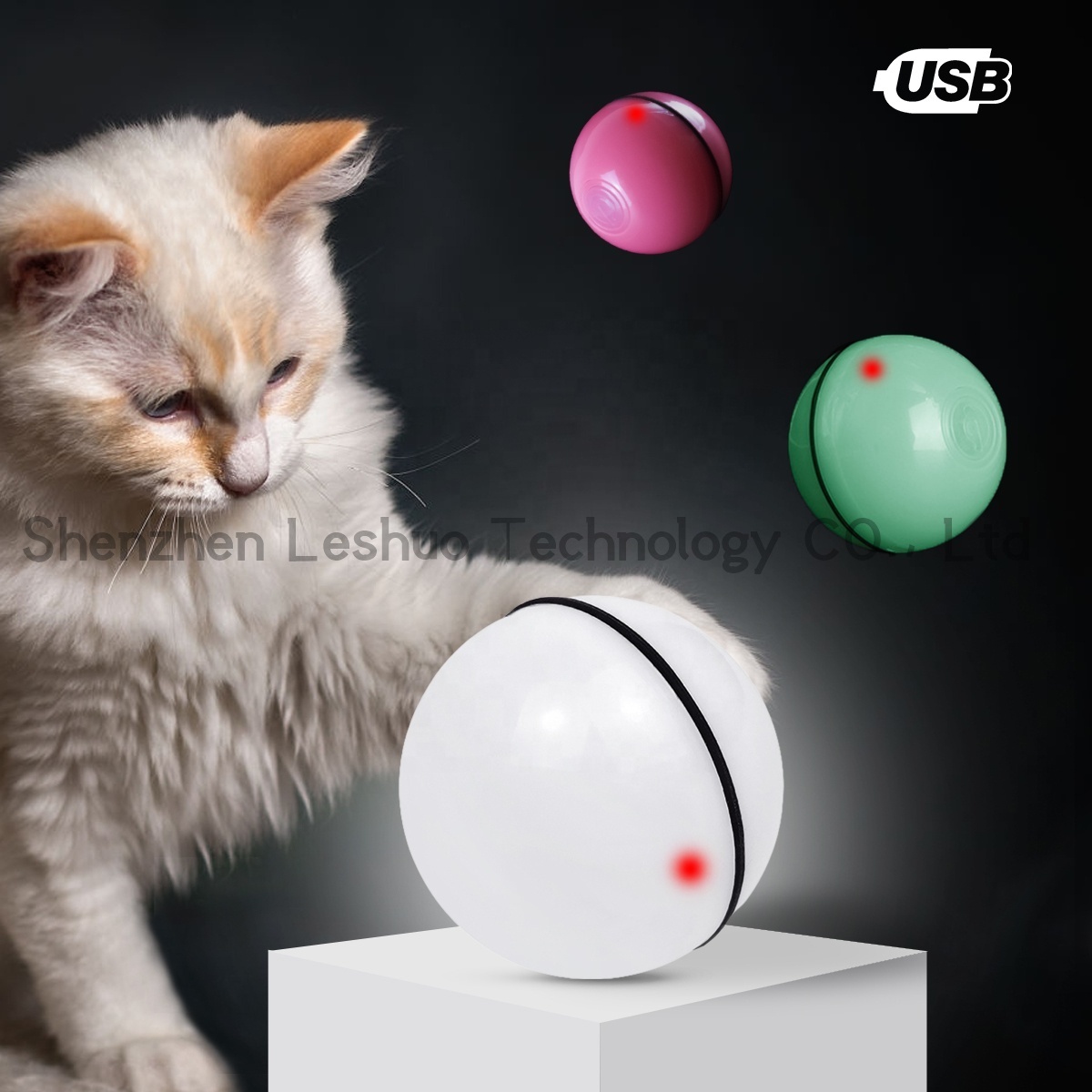 USB Charge Cat Toys Automatic Scrolling Cat Ball Toy Pet Chase IQ Training Electric Cat Toy Pet Accessories