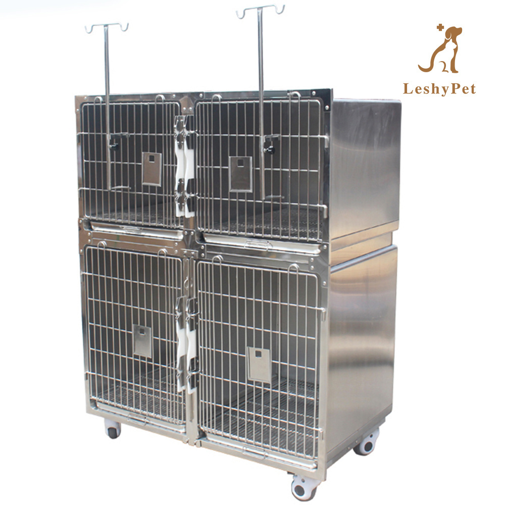 Leshypet Veterinary animal hospital clinic stainless steel kennel panels luxury cat dog cage stackable dog kennel