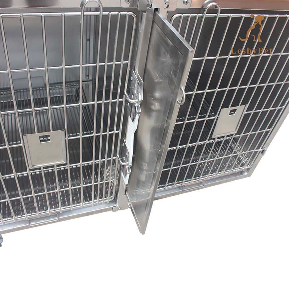 Leshypet Veterinary animal hospital clinic stainless steel kennel panels luxury cat dog cage stackable dog kennel