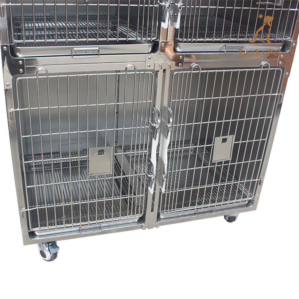 Leshypet Veterinary animal hospital clinic stainless steel kennel panels luxury cat dog cage stackable dog kennel