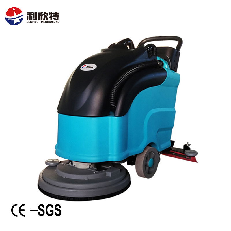 Dual-brush Floor Scrubber Wet Industrial Floor Sweeper Battery Cordless Self-cleaning Mop