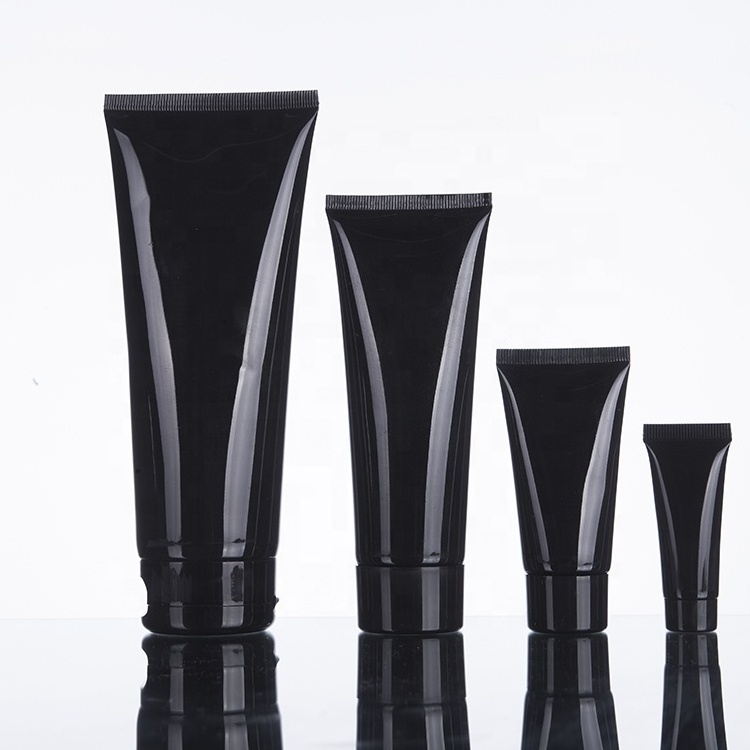 Wholesale 200ml Shiny Black Plastic Lotion Squeeze Tube Cosmetic Packaging Free Labeling Flip Top Cap Shine Eye Cream Tubes