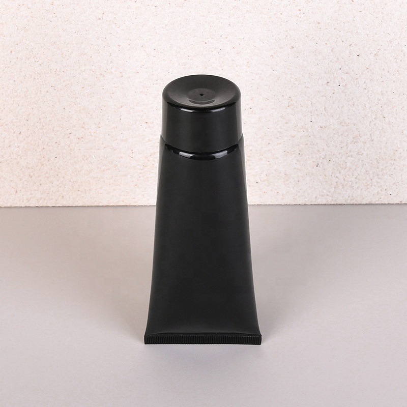 Wholesale 200ml Shiny Black Plastic Lotion Squeeze Tube Cosmetic Packaging Free Labeling Flip Top Cap Shine Eye Cream Tubes