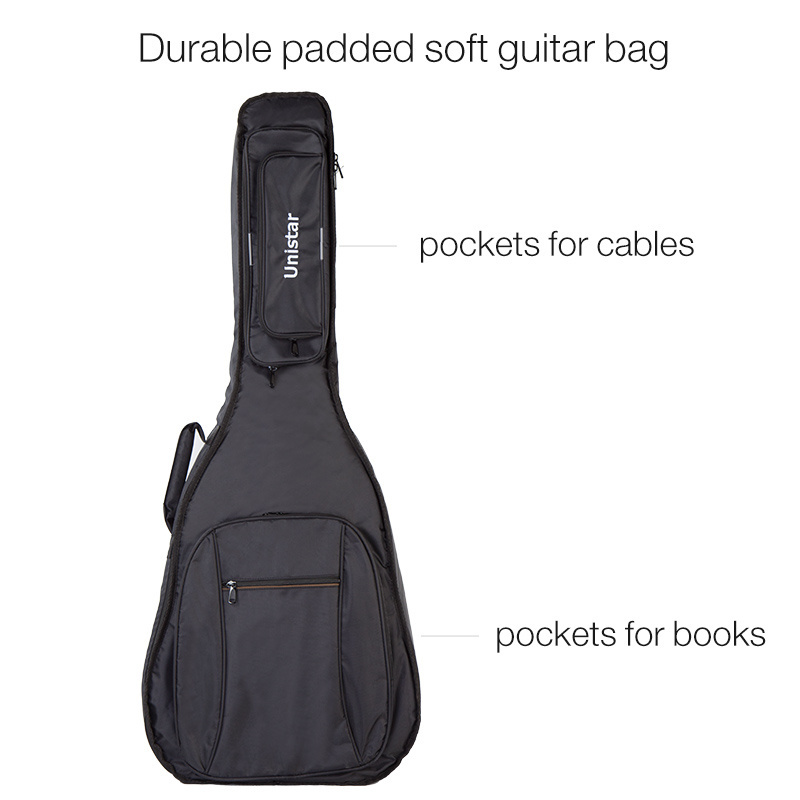 OEM Portable Padded Instrument Gig Bag for Acoustic Guitar / Bass made of Polyester Fiber,in Black color from China