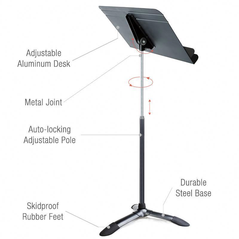 Deluxe Dual Shelf Auto Locking Adjustable Premium Orchestra Sheet Music Stand for Band