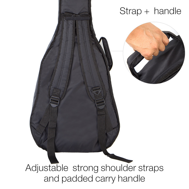 OEM Portable Padded Instrument Gig Bag for Acoustic Guitar / Bass made of Polyester Fiber,in Black color from China