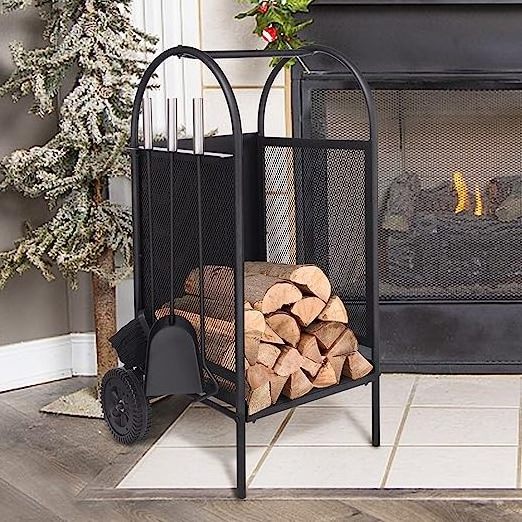 Firewood Rack Fireplace Firepit Tools Set Wood Log Holder for Fire Place Outdoor Indoor Accessories