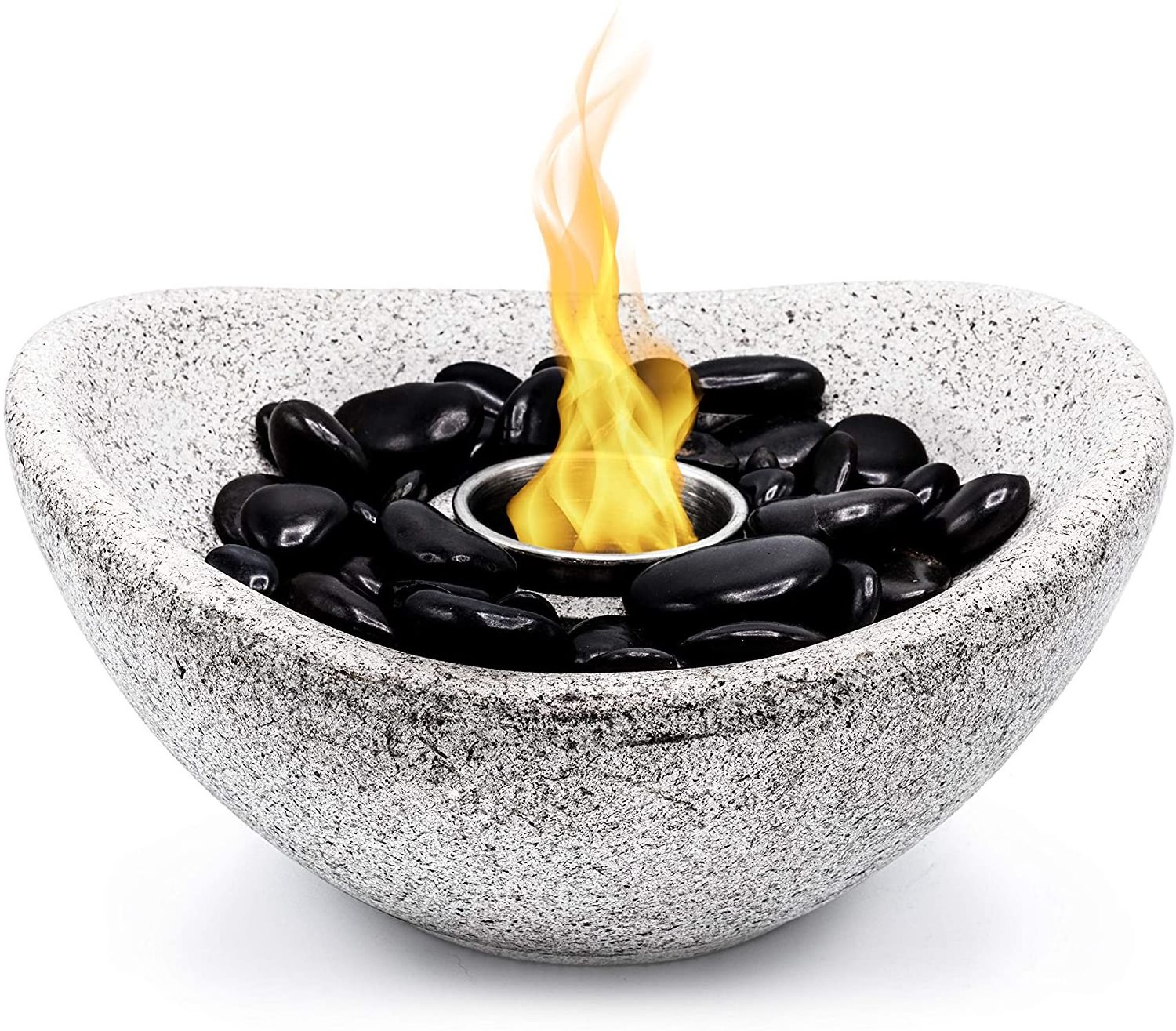 Table Top Fire Pit Bowl for Outdoor  Grey Ventless Bio Ethanol Tabletop Fireplace for Patio