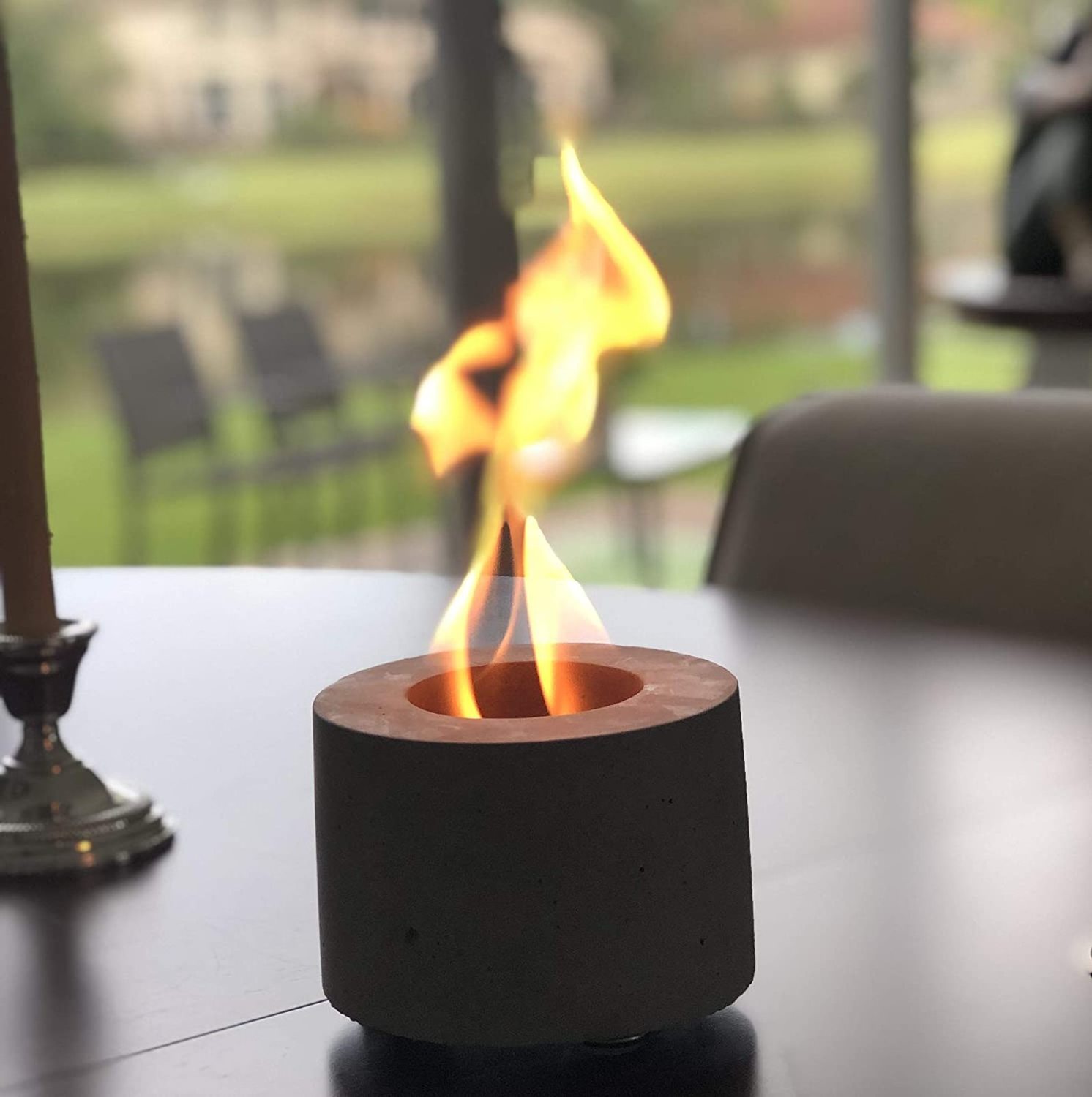 Table Top Ethanol Fireplace anthracite color and Round ethanol fireplace insert indoor outdoor heater