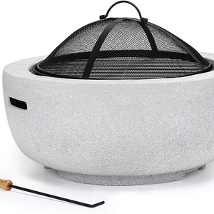 Premium Barbecue Fire Pit Patio Fireplace Portable with Removable Grill Grate Spark Grille and Poke