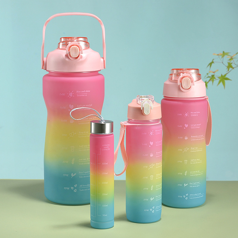 Hot selling 2023 wholesale price cheap sport large capacity plastic motivational gallon 4 in 1 water bottle