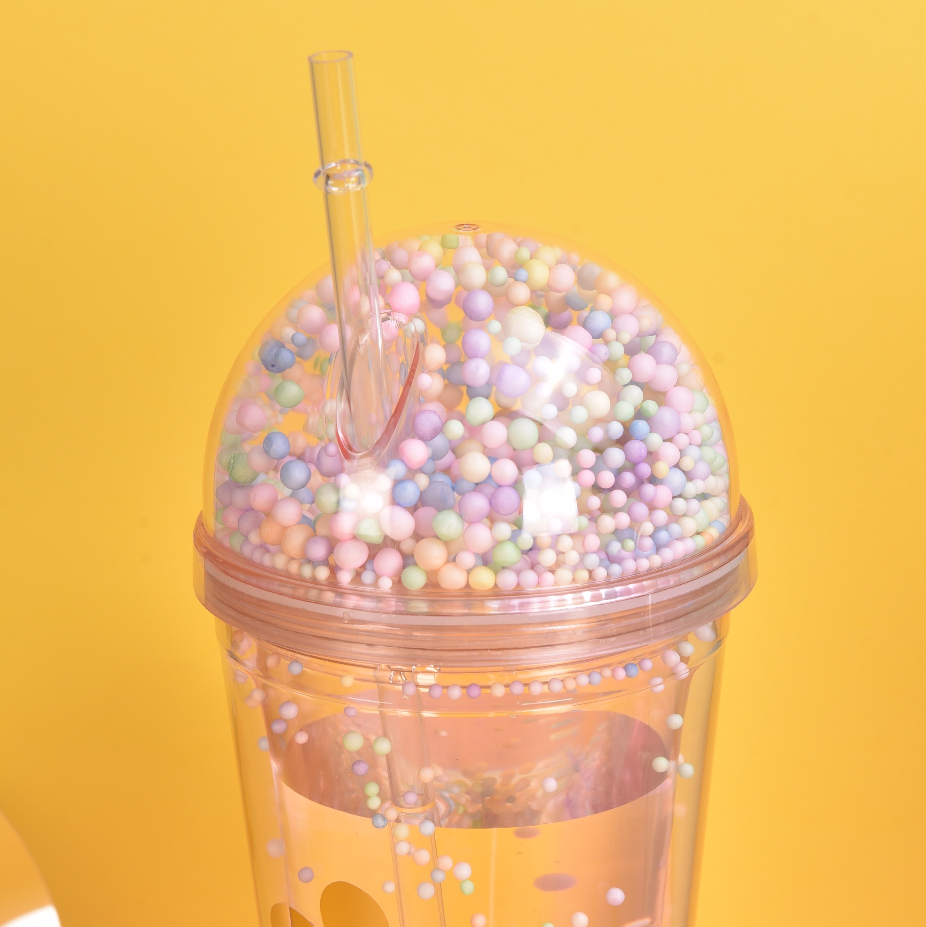 New Tumbler Mugs plastic Water Bottle Glitter Cat Ear DIY Double Wall Bling Rainbow Cup With Straw Drinking Bottle