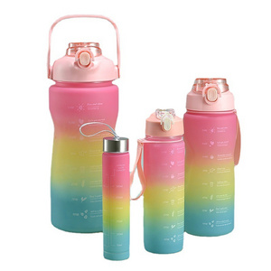 Hot selling 2023 wholesale price cheap sport large capacity plastic motivational gallon 4 in 1 water bottle