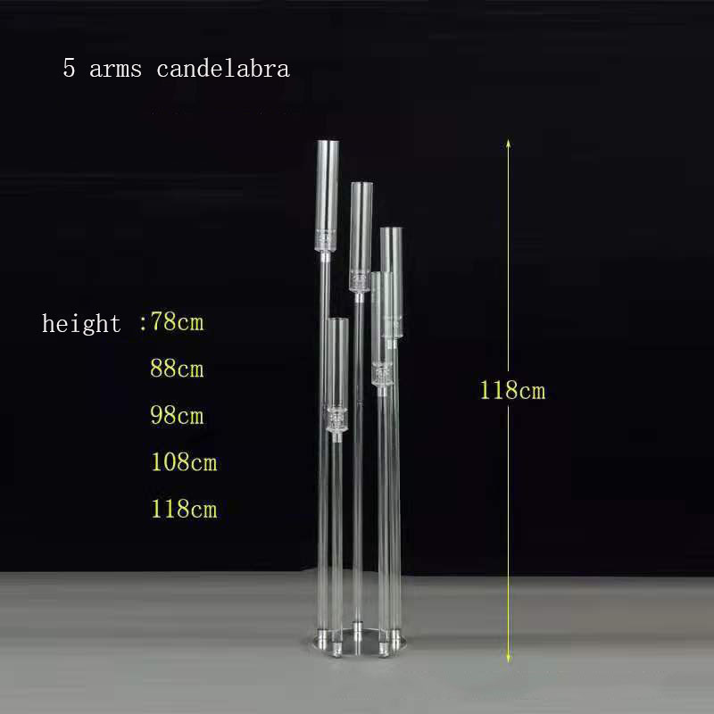 Acrylic Cylinder Display Crystal Candle Holder Stands Acrylic Candelabra Centerpieces Wedding Props Road Lead Stage Decoration