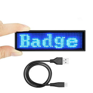 Premium Name Tag USB Programmable Rechargeable multi color flashing led display billboard