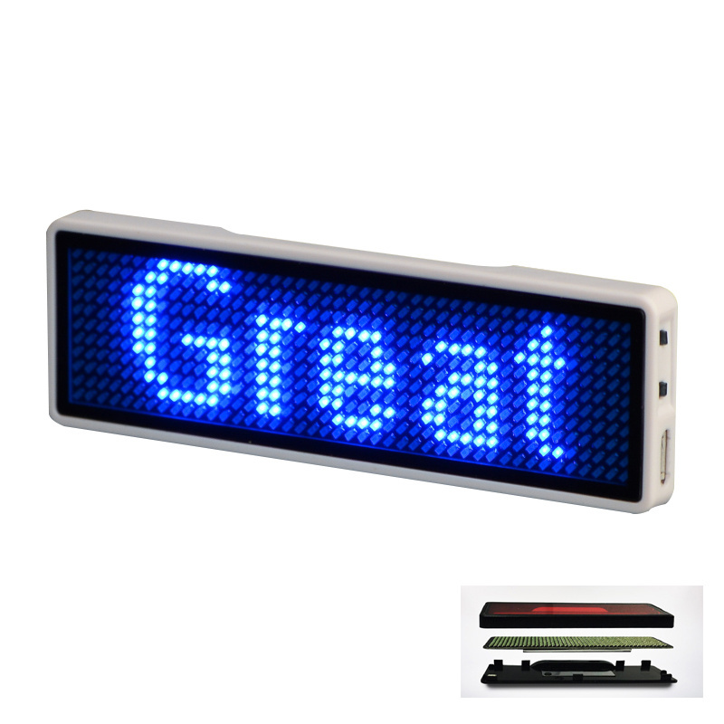 Led Screen Wearable Button Board Name Tag Pin