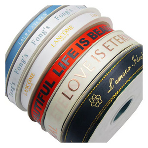 LangChen Factory Custom Brand Logo 100% Polyester Double Face Satin Ribbon For Gifts