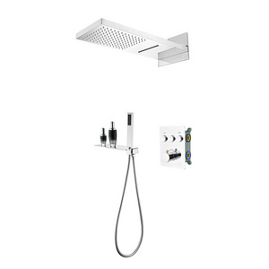 LESUN Hot Sale Wall-mounted thermostatic double function shower system bathroom mixer valve concealed shower