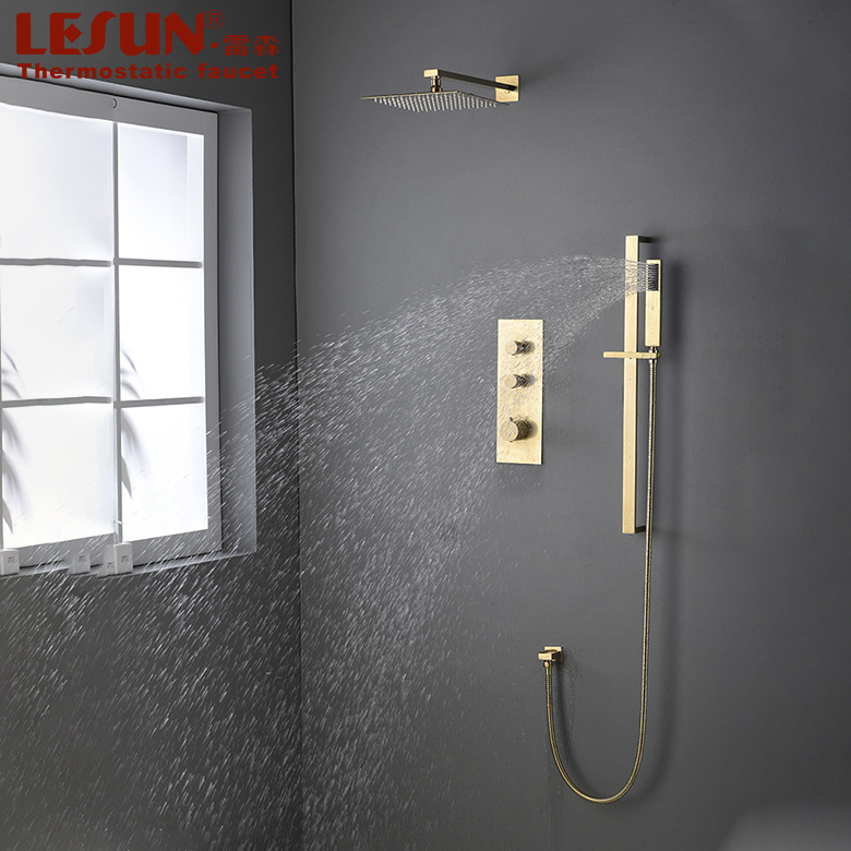 LESUN Gold concealed modern bathroom shower thermostatic shower faucet set