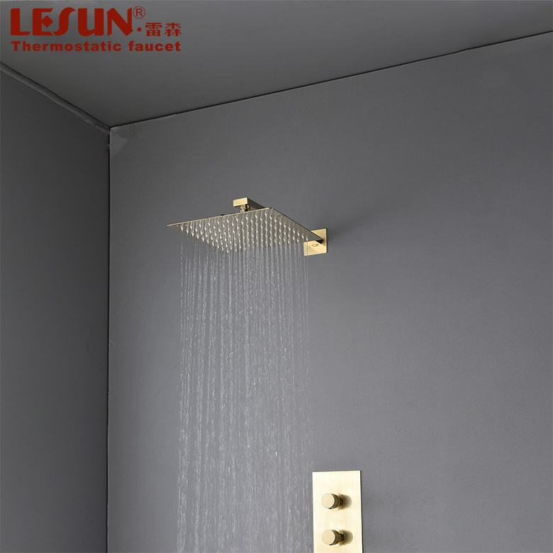 LESUN Gold concealed modern bathroom shower thermostatic shower faucet set