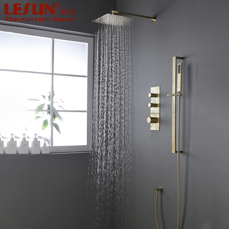 LESUN Gold concealed modern bathroom shower thermostatic shower faucet set