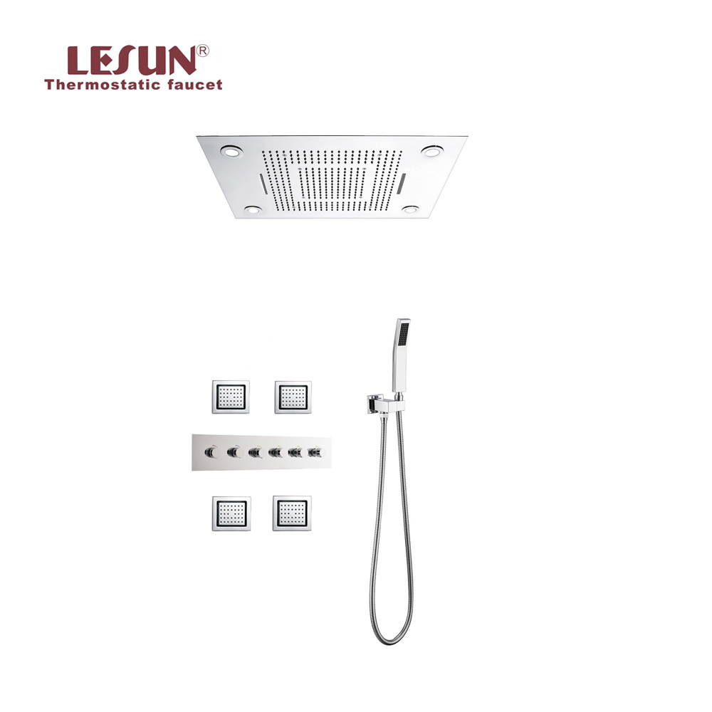 LESUN thermostatic 5 way shower diverter rainfall shower valves sets