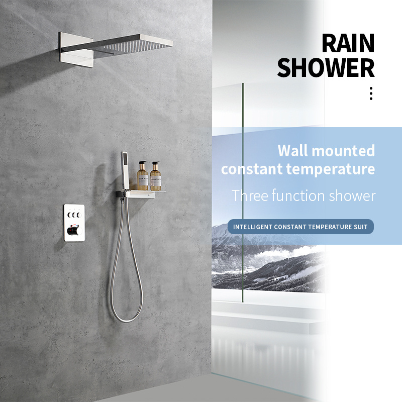 LESUN Hot Sale Wall-mounted thermostatic double function shower system bathroom mixer valve concealed shower