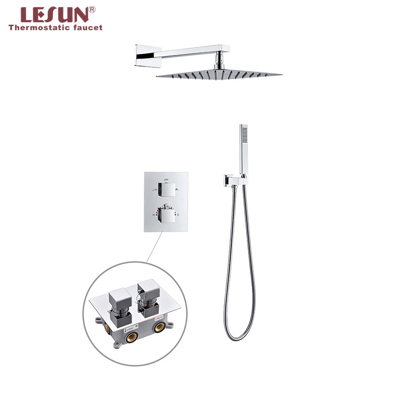 LESUN concealed wall mounted bathroom thermostatic chrome finish shower set