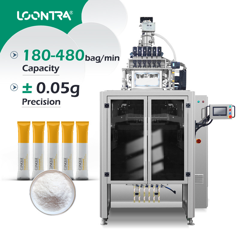 Loontra Fully Automatic Vertical Turmeric Powder Packing Dates Powder Multilane Stick Snus Multi Lane Powder Packing Machine