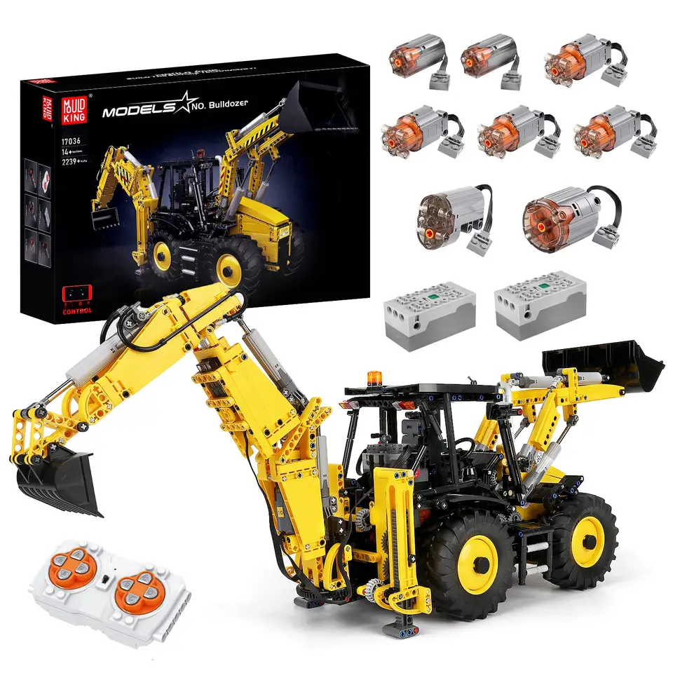 Mould King 17036 APP RC Excavator and Bulldozer 2 in 1 Technical Truck Building Blocks Crane Bricks Educational Toys For Kids