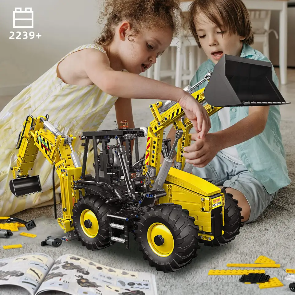 Mould King 17036 APP RC Excavator and Bulldozer 2 in 1 Technical Truck Building Blocks Crane Bricks Educational Toys For Kids